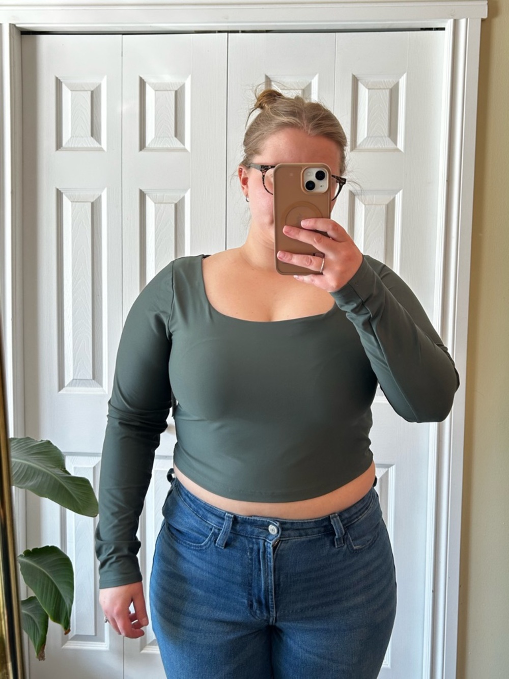 Old Navy Women's Olive Long Sleeve Shirt